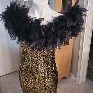 Sequence feather dress
